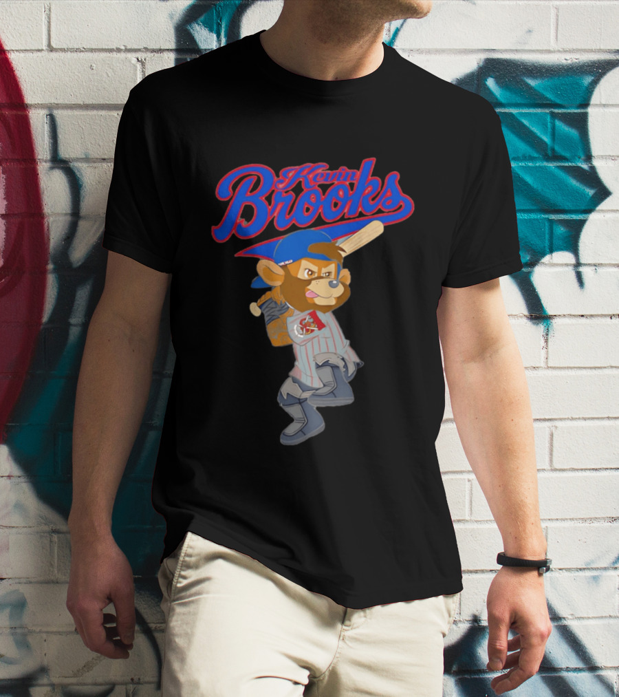 Kevin Brooks Cartoon Baseball Character With Bat And Jersey T-Shirt