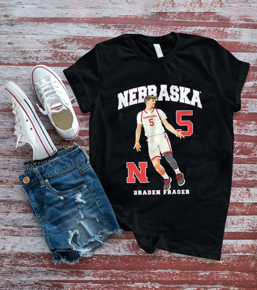 Braden Frager Nebraska Cornhuskers Basketball Number 5 N T-Shirt