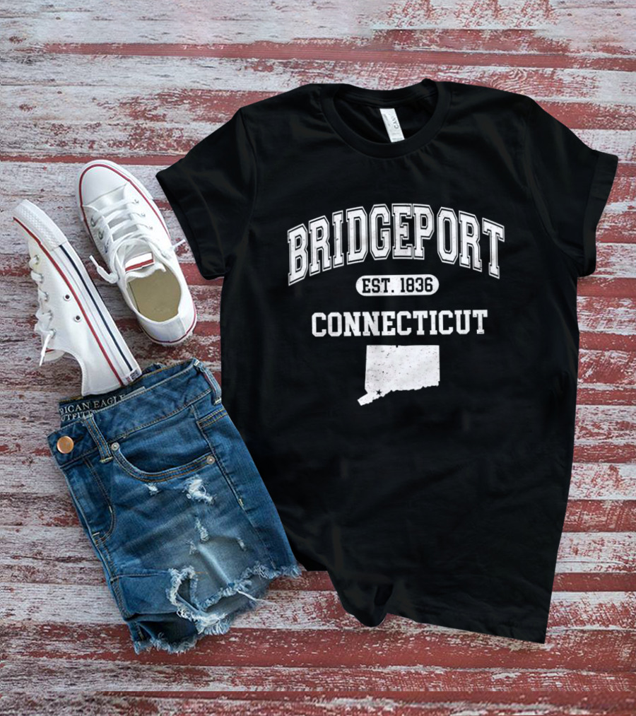 Bridgeport Connecticut EST 1836 State Map Varsity T-Shirt