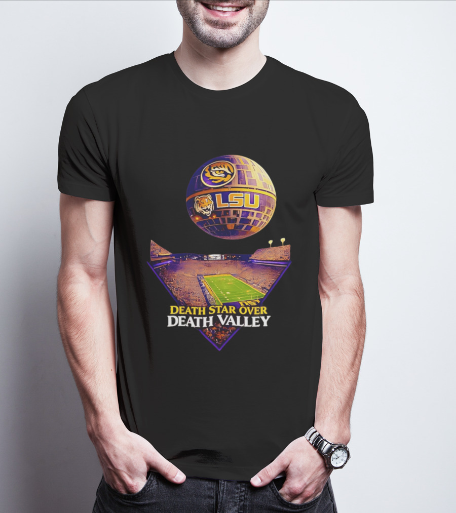 LSU Tigers Death Star Over Death Valley Stadium LSU T-Shirt