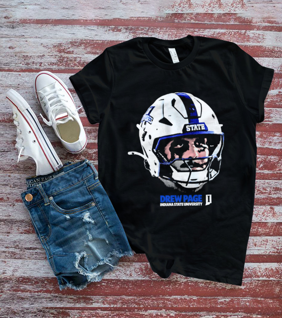 Drew Page Indiana State University Football Helmet Big Head T-Shirt