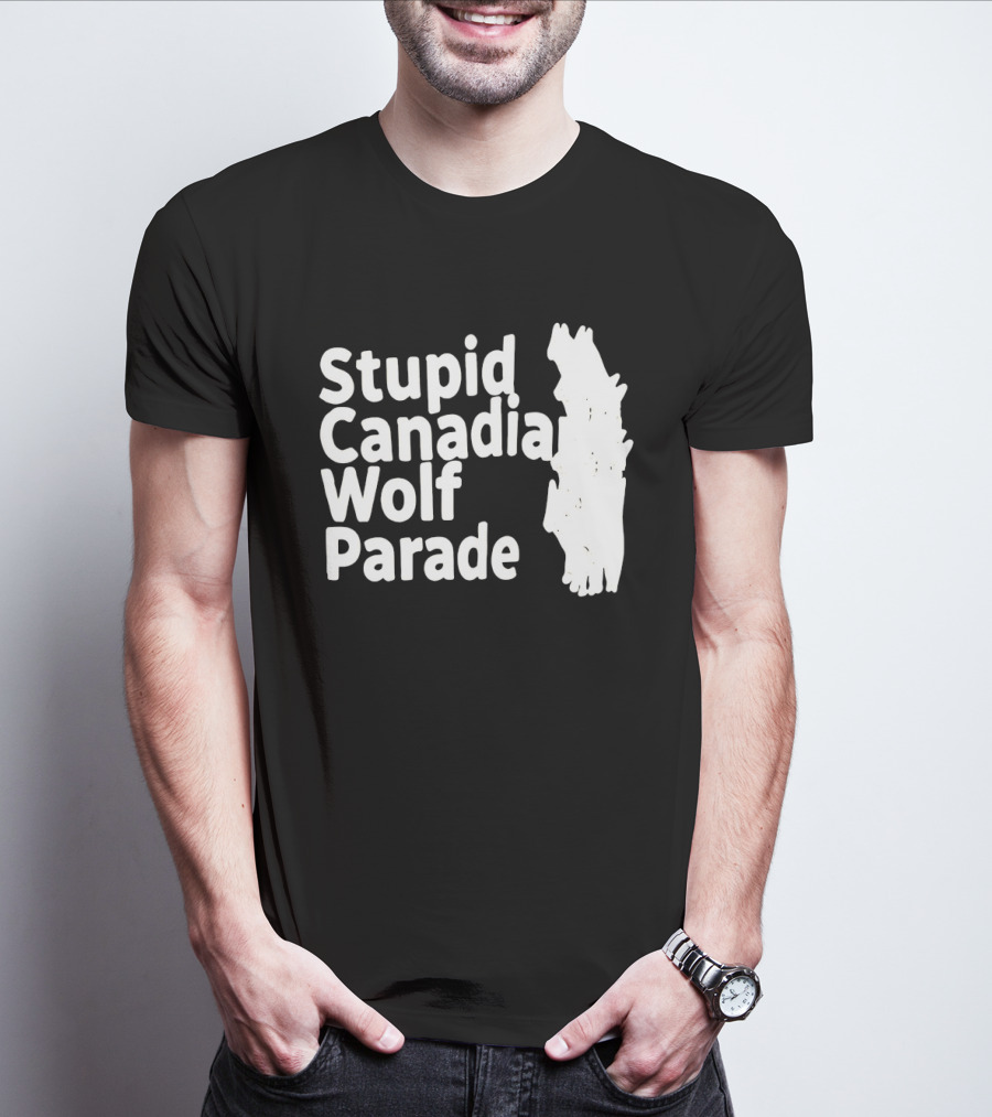 Stupid Candia Wolf Parade White Text With Wolf T-Shirt