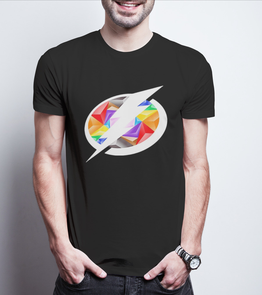 Tampa Bay Lightning Rainbow Pride Lightning Bolt T-Shirt