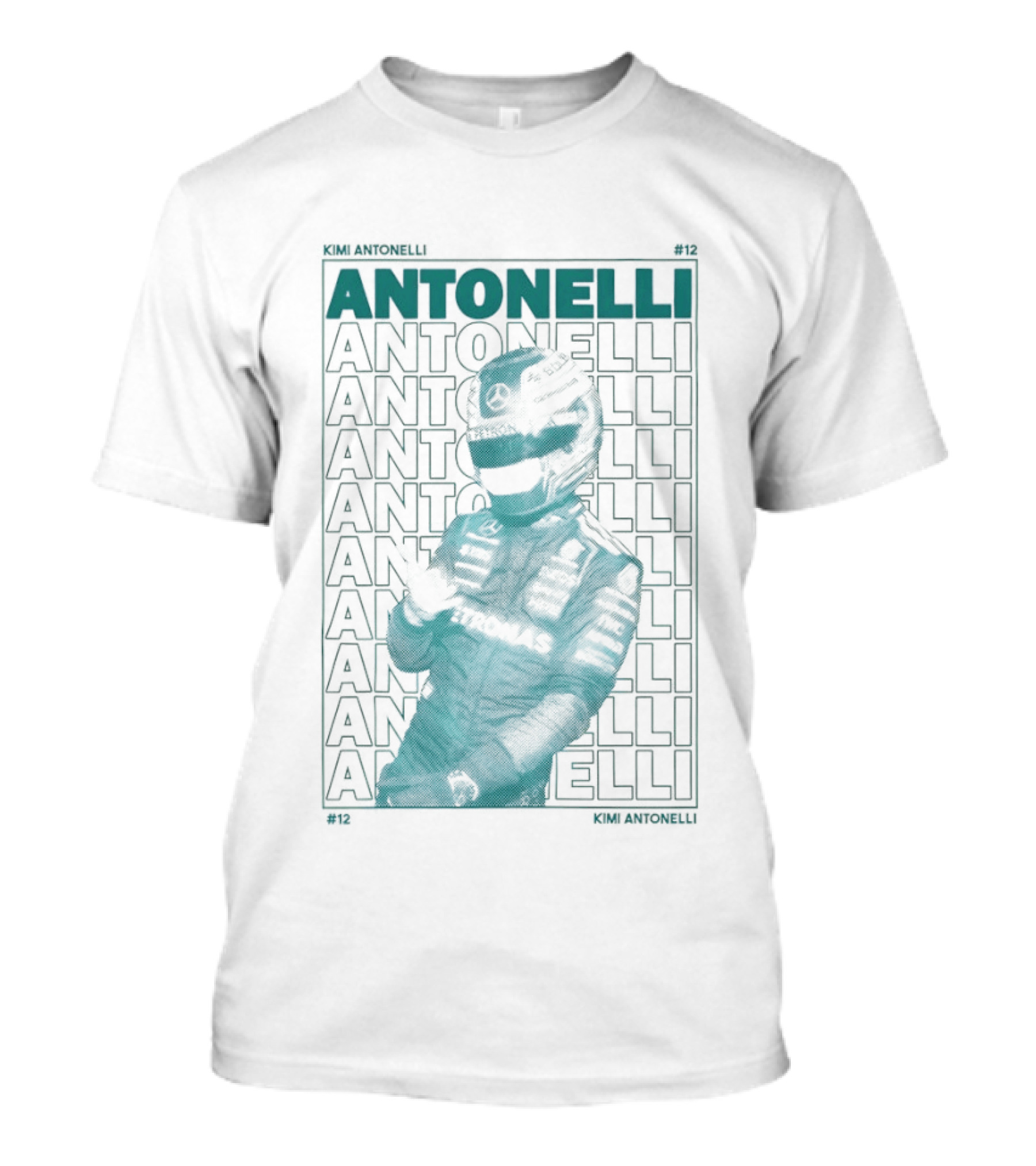 Kimi Antonelli 12 Motorsport Formula One Racing Signature Racer Print T-Shirt