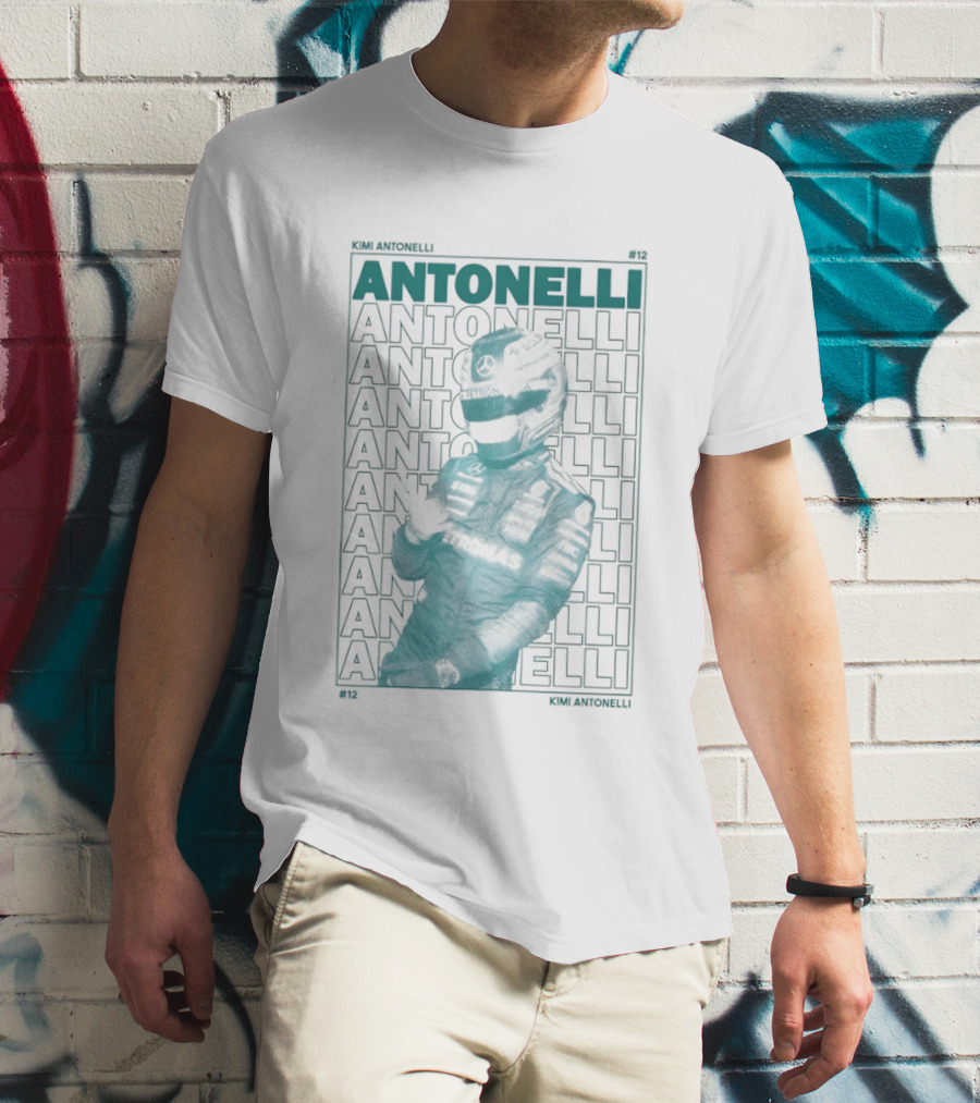 Kimi Antonelli 12 Motorsport Formula One Racing Signature Racer Print T-Shirt