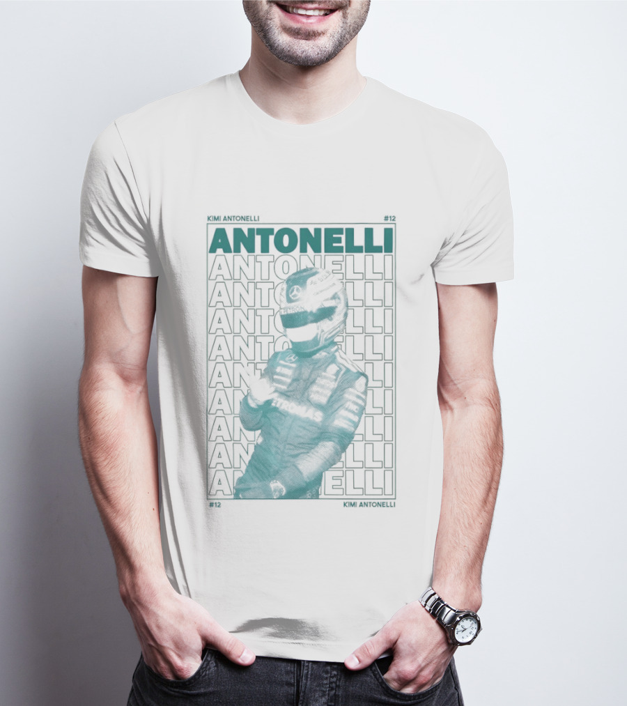 Kimi Antonelli 12 Motorsport Formula One Racing Signature Racer Print T-Shirt