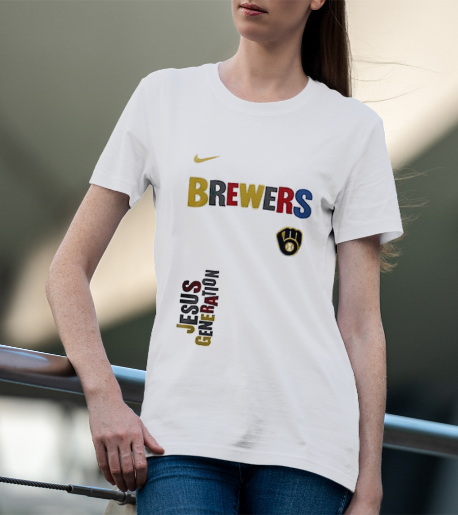 Nike Brewers Jesus Generation Tour Milwaukee Baseball T-Shirt