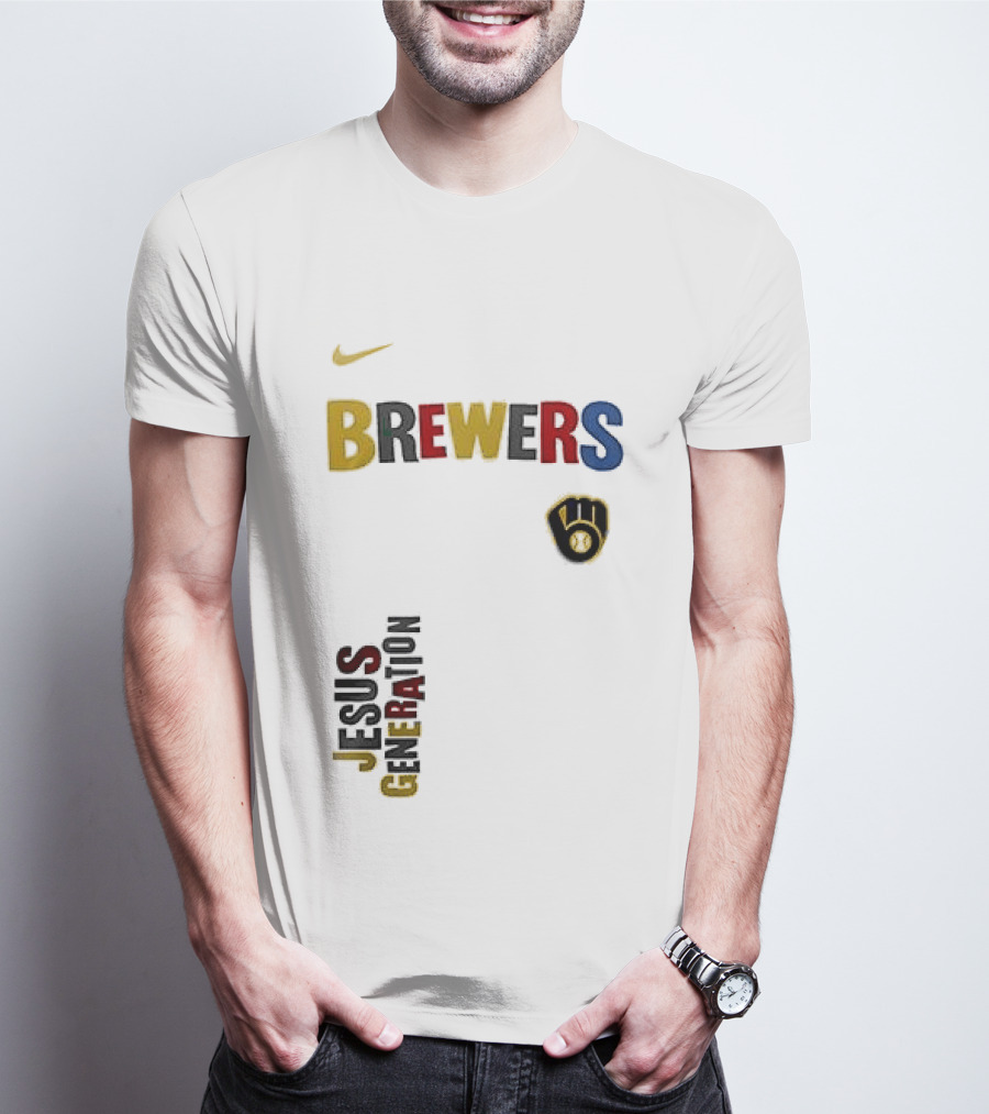 Nike Brewers Jesus Generation Tour Milwaukee Baseball T-Shirt