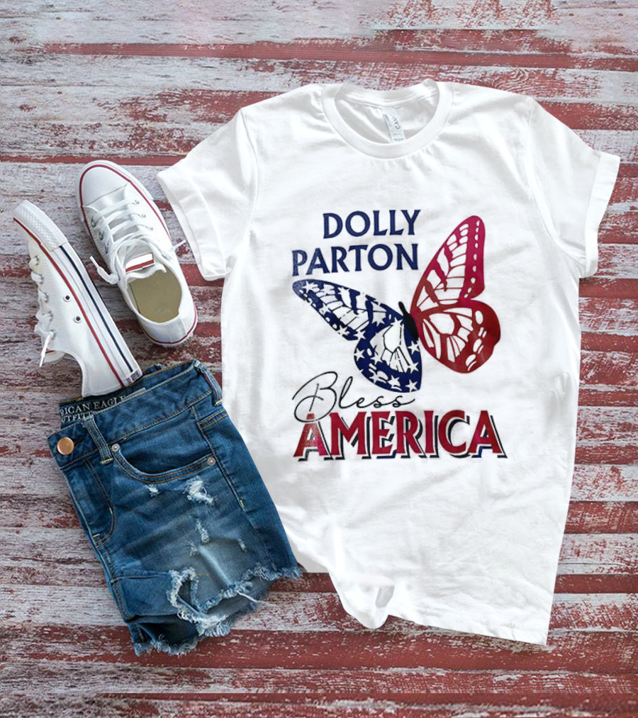 Dolly Parton Bless America Patriotic Butterfly Team USA 250th Anniversary T-Shirt