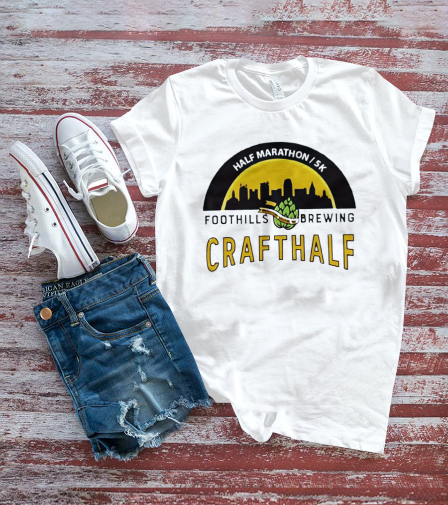 Foothills Brewing CrafHalf Half Marathon 5K City Skyline T-Shirt