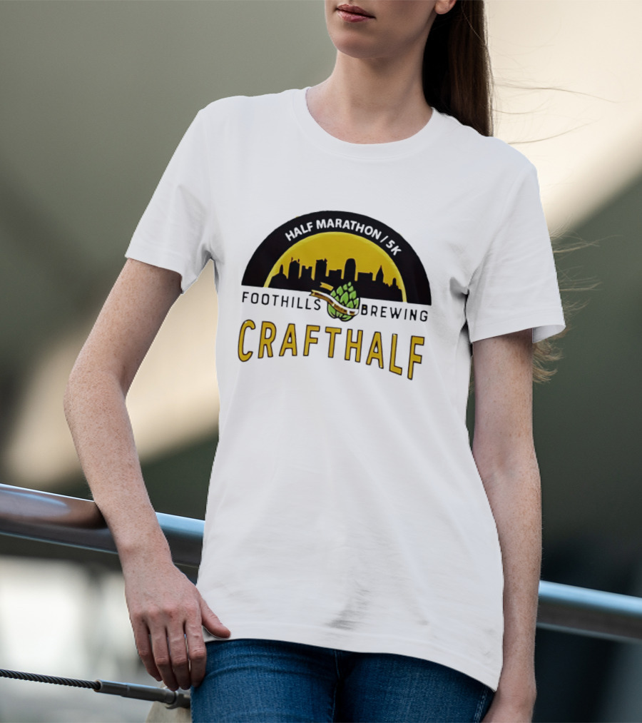 Foothills Brewing CrafHalf Half Marathon 5K City Skyline T-Shirt
