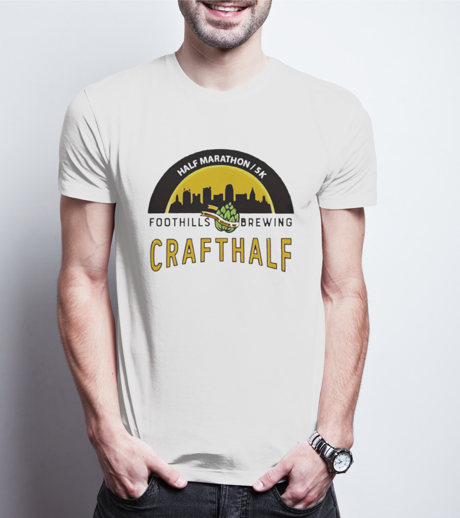 Foothills Brewing CrafHalf Half Marathon 5K City Skyline T-Shirt