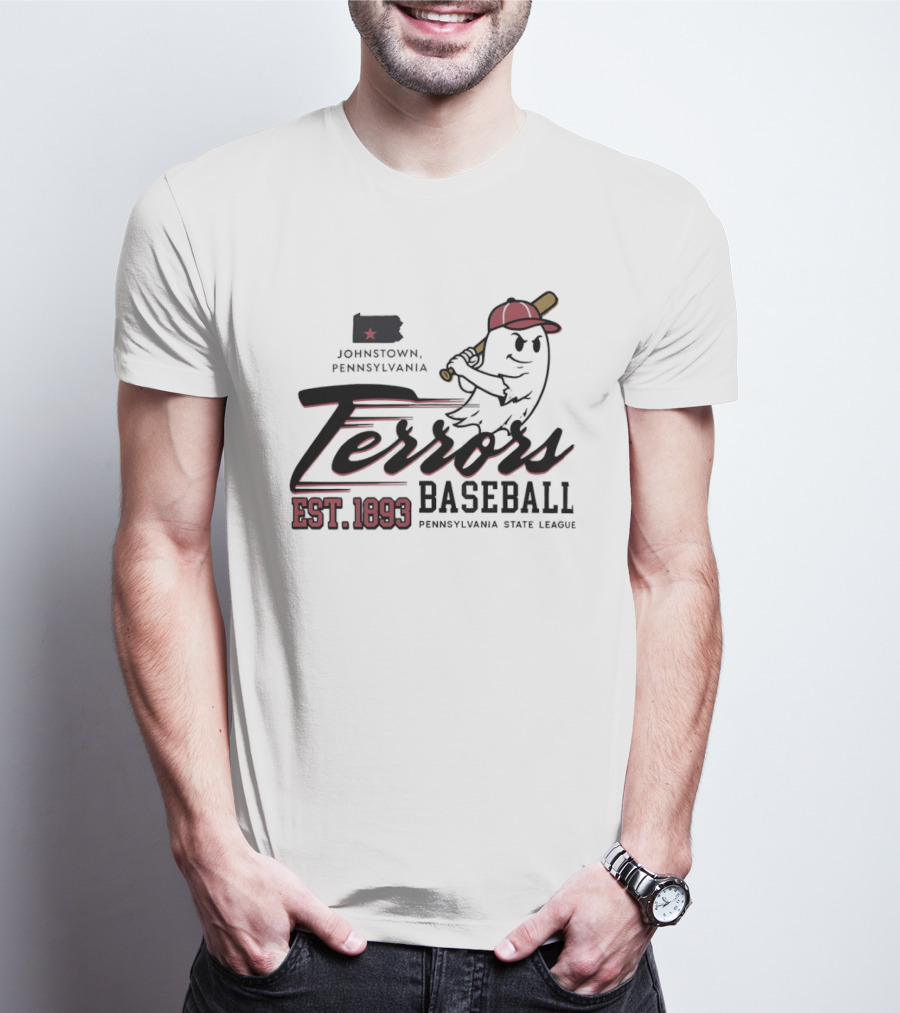 Johnstown Terrors Baseball Pennsylvania State League Est 1893 Ghost T-Shirt