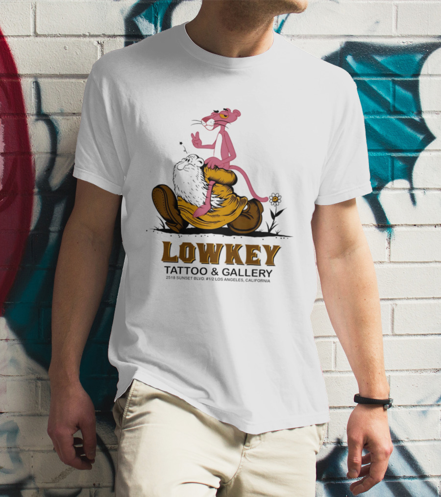 Pink Panther Lowkey Tattoo Gallery 2516 Sunset Blvd Los Angeles California T-Shirt