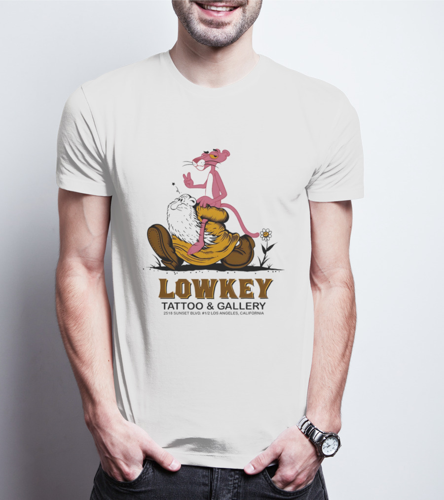 Pink Panther Lowkey Tattoo Gallery 2516 Sunset Blvd Los Angeles California T-Shirt