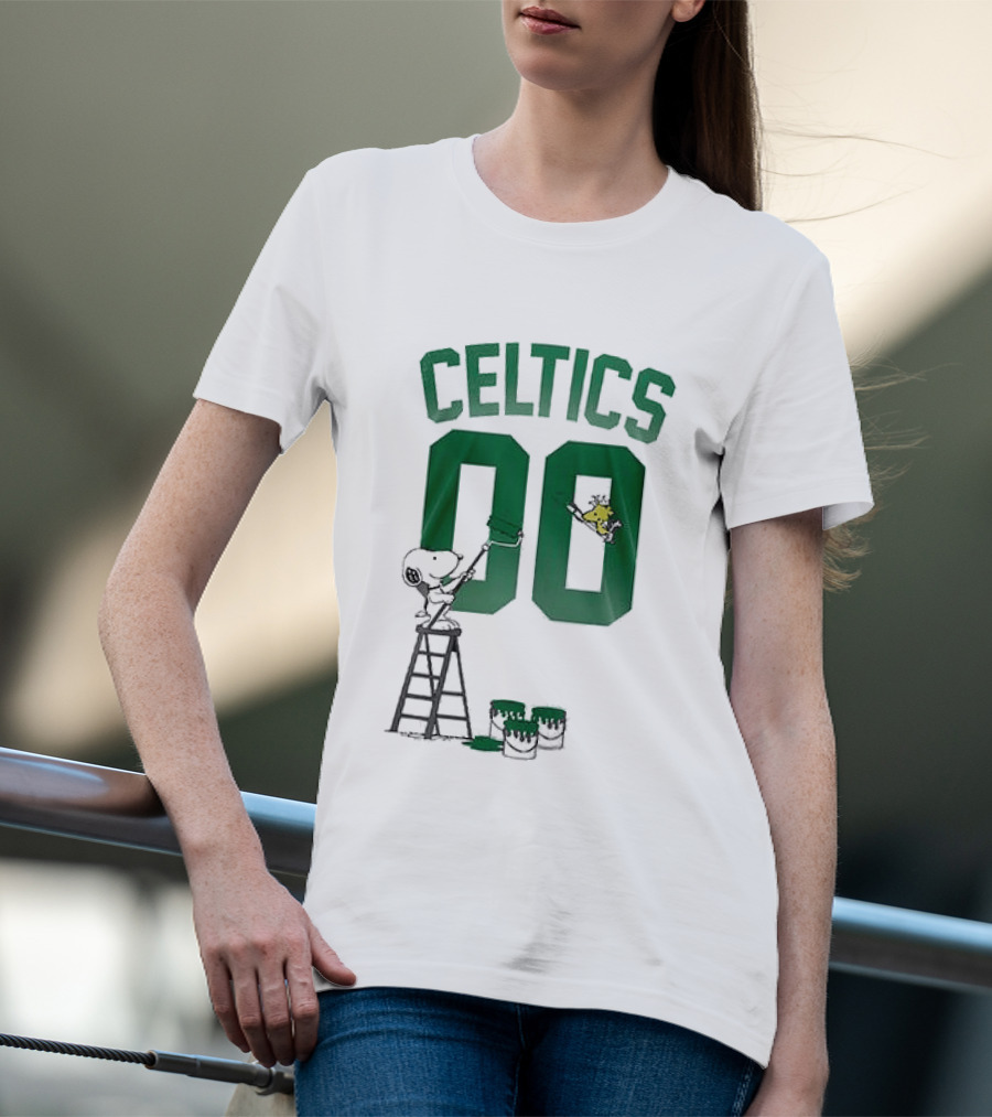 Celtics Snoopy Shut Up And Dribble 00 Painting Peanuts Collaboration T-Shirt
