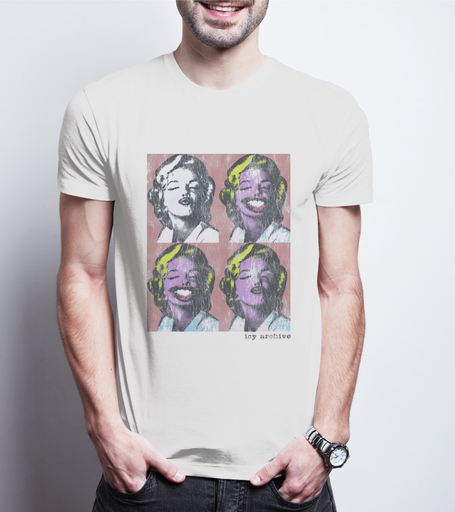 Marilyn Monroe Face Pop Art Style Vintage Grid Warhol Influence T-Shirt