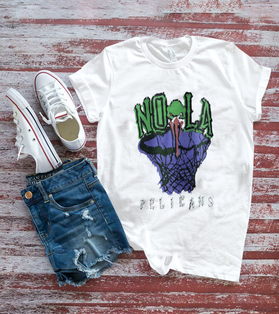 NOLA New Orleans Pelicans Basketball Hoop T-Shirt