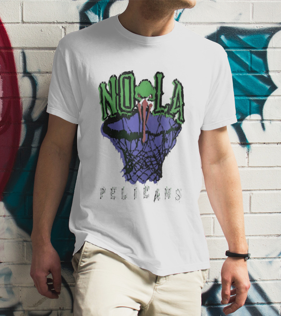 NOLA New Orleans Pelicans Basketball Hoop T-Shirt