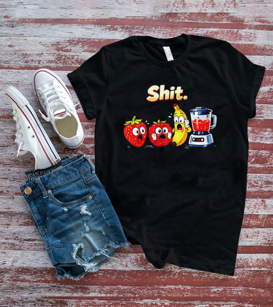 Panic Fruit Characters Blender Humor Smoothie Shit T-Shirt