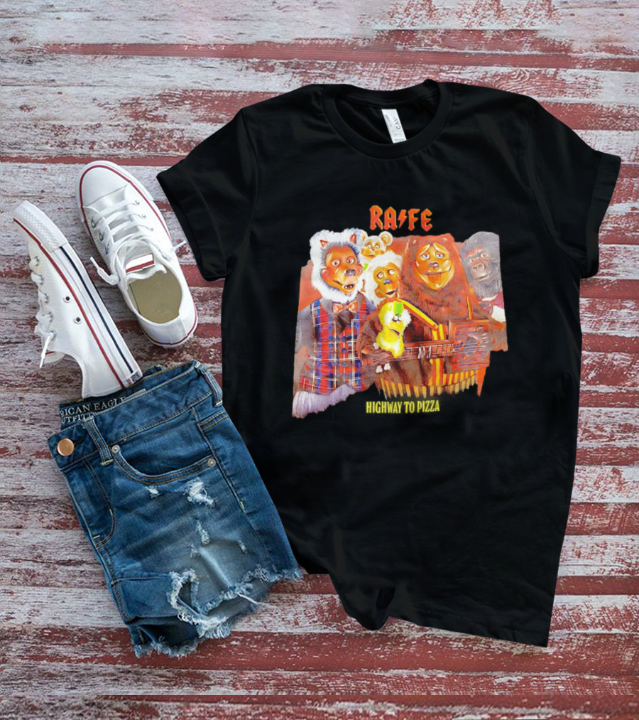 Rafe Highway To Pizza Characters With Animals And Guitar T-Shirt
