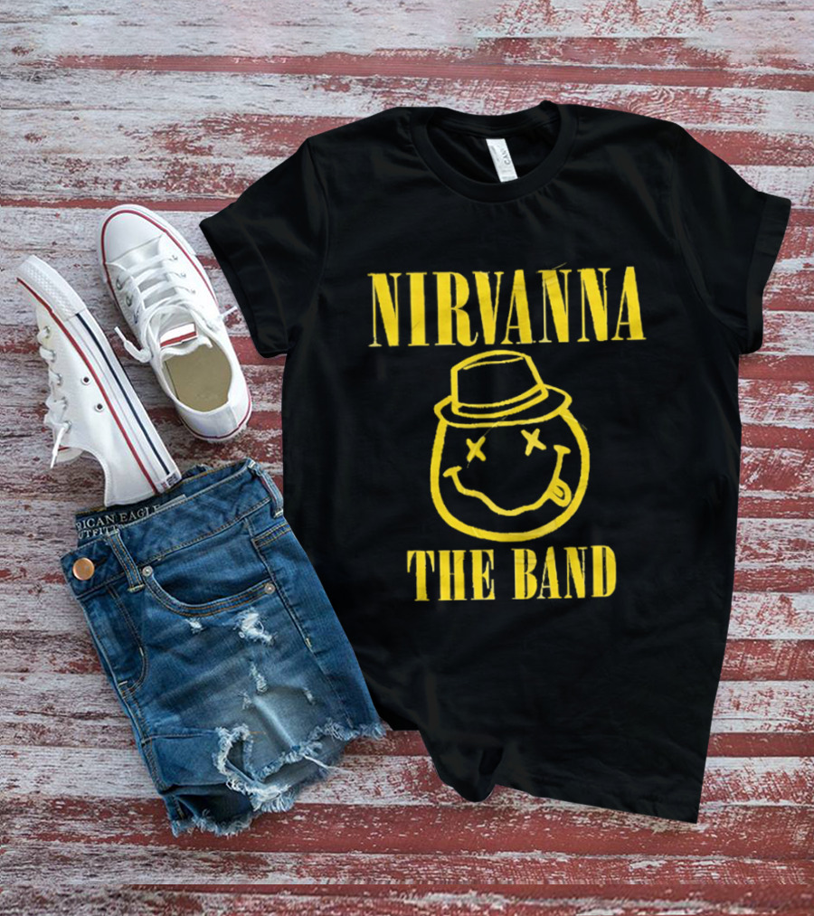 Nirvana Smiley Face Hat Logo The Band T-Shirt