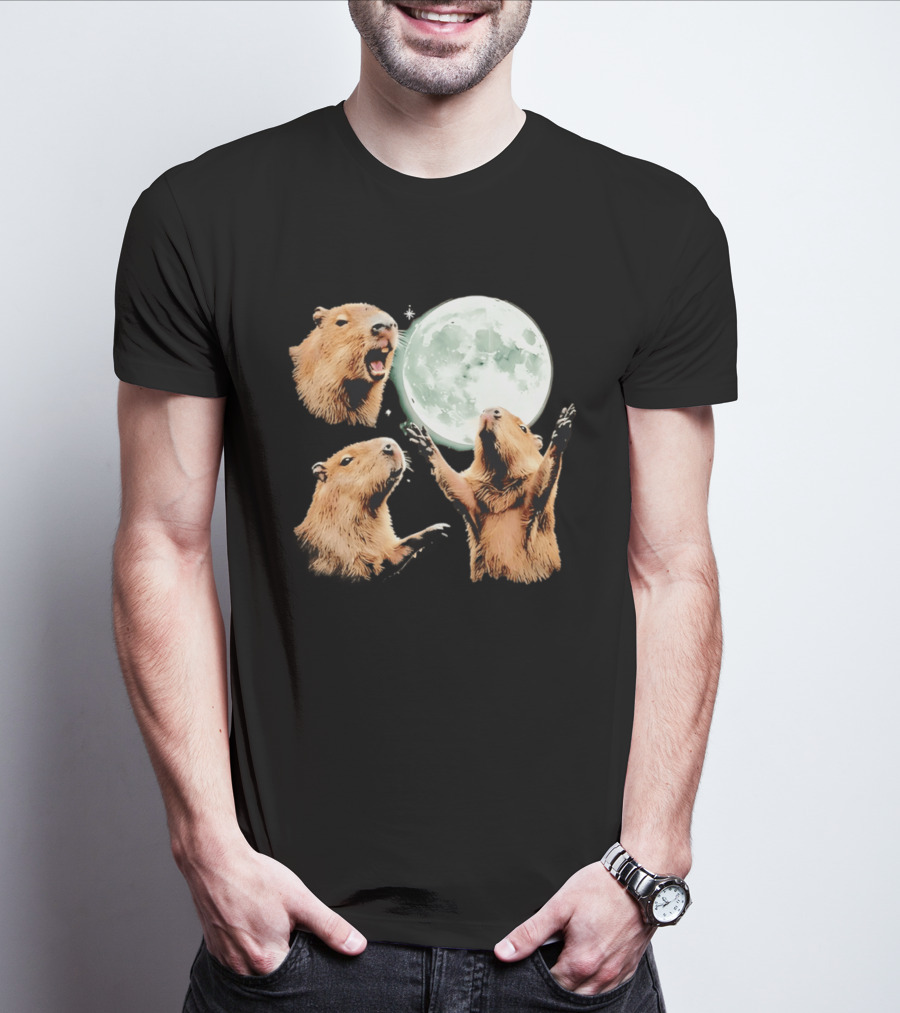Capybara Howling At Full Moon Tranquility T-Shirt