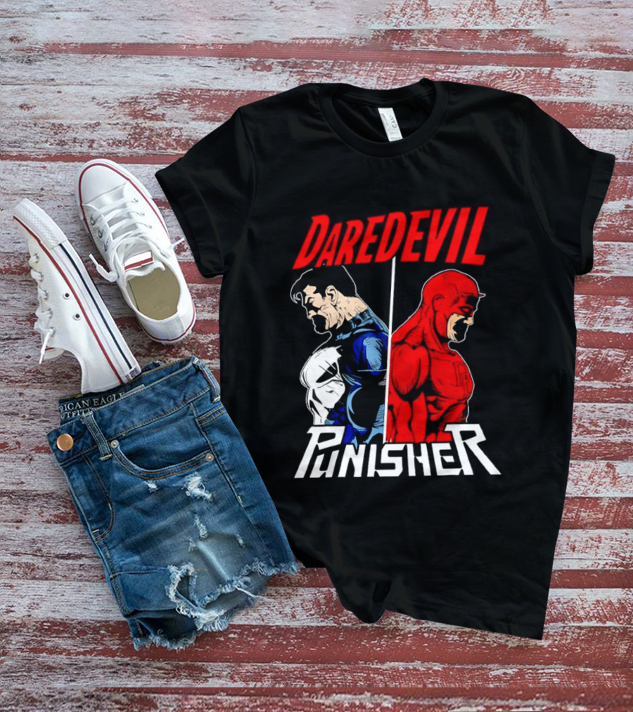 Daredevil Punisher Split Silhouette Marvel Characters T-Shirt