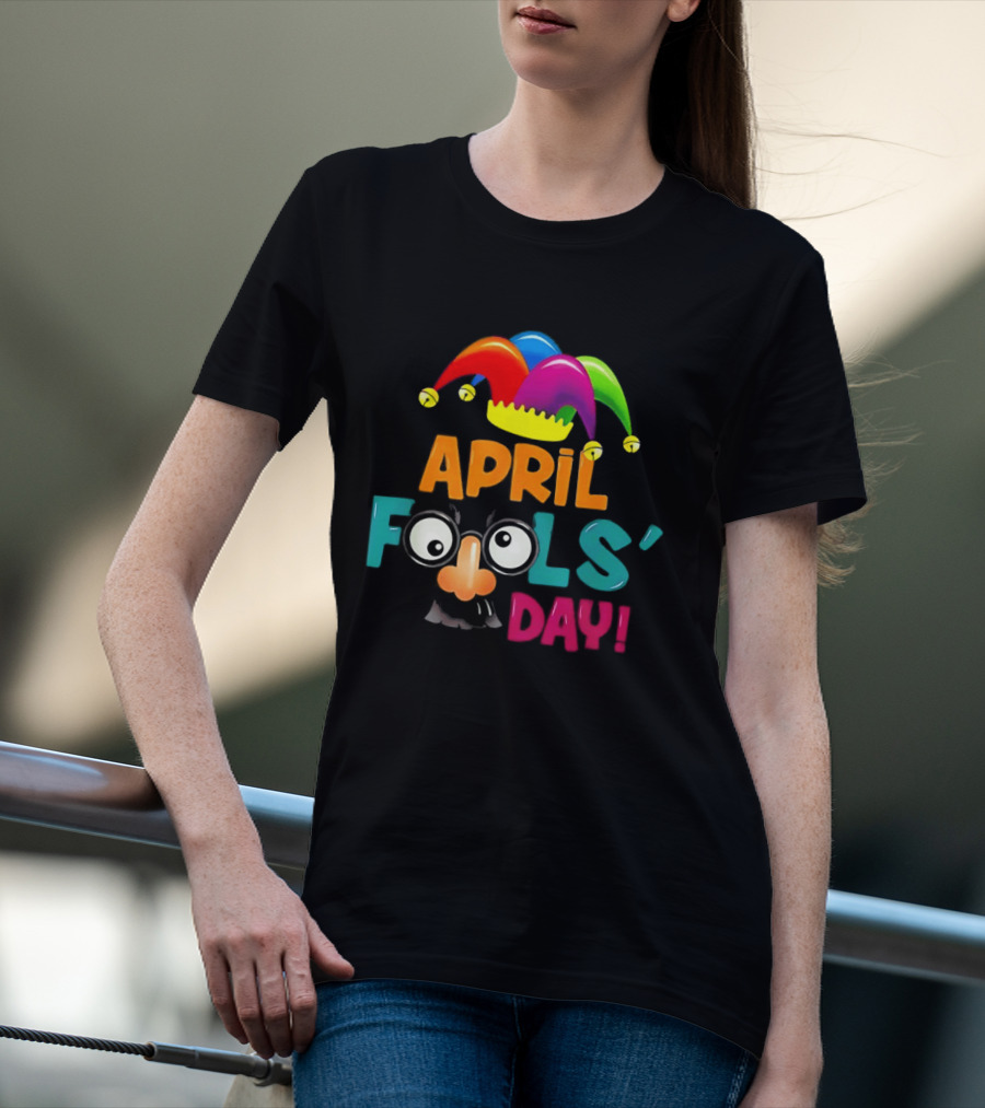 April Fools' Day Jester Hat Nose Glasses T-Shirt