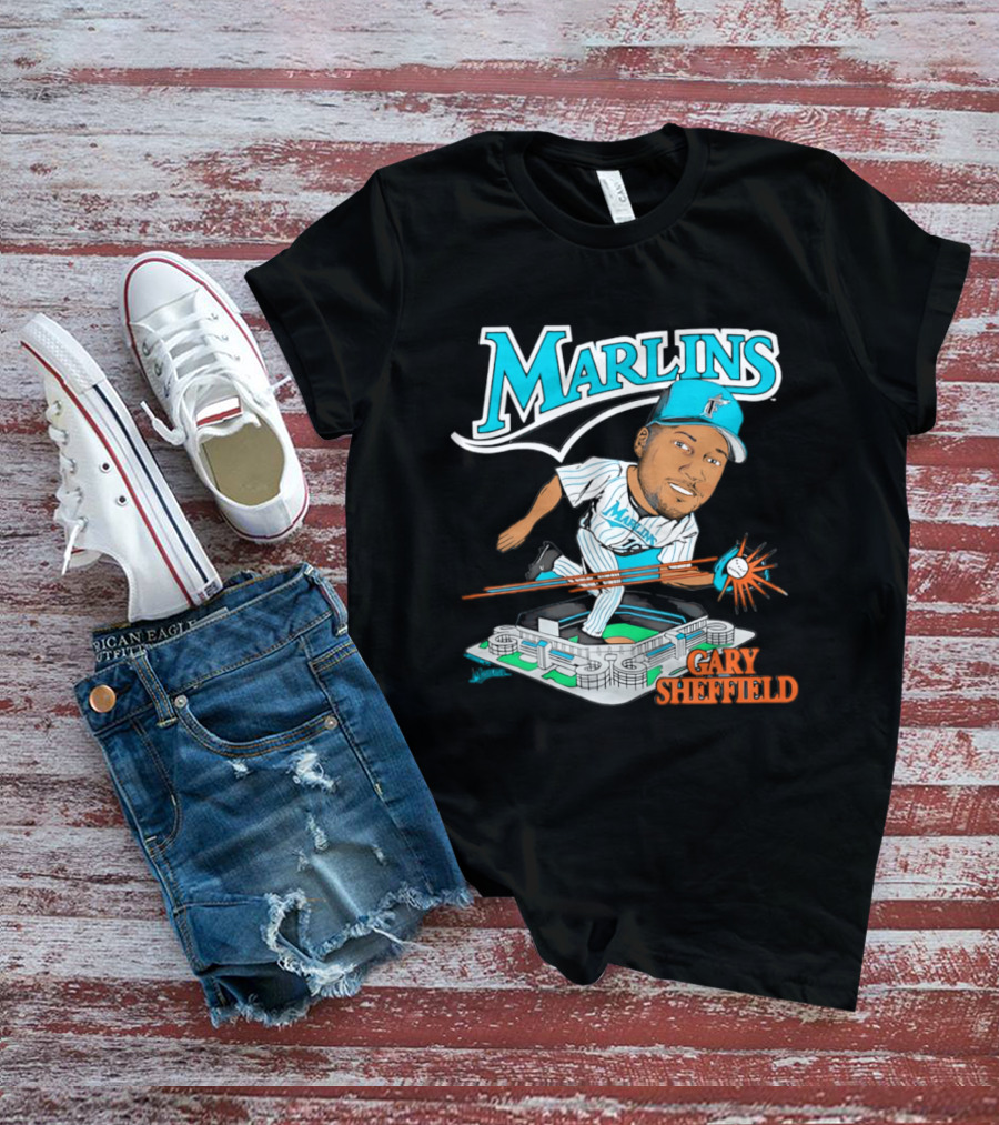 Florida Marlins Gary Sheffield Caricature Baseball MLB Player T-Shirt