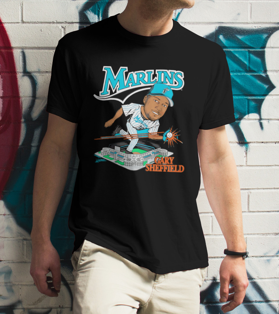 Florida Marlins Gary Sheffield Caricature Baseball MLB Player T-Shirt
