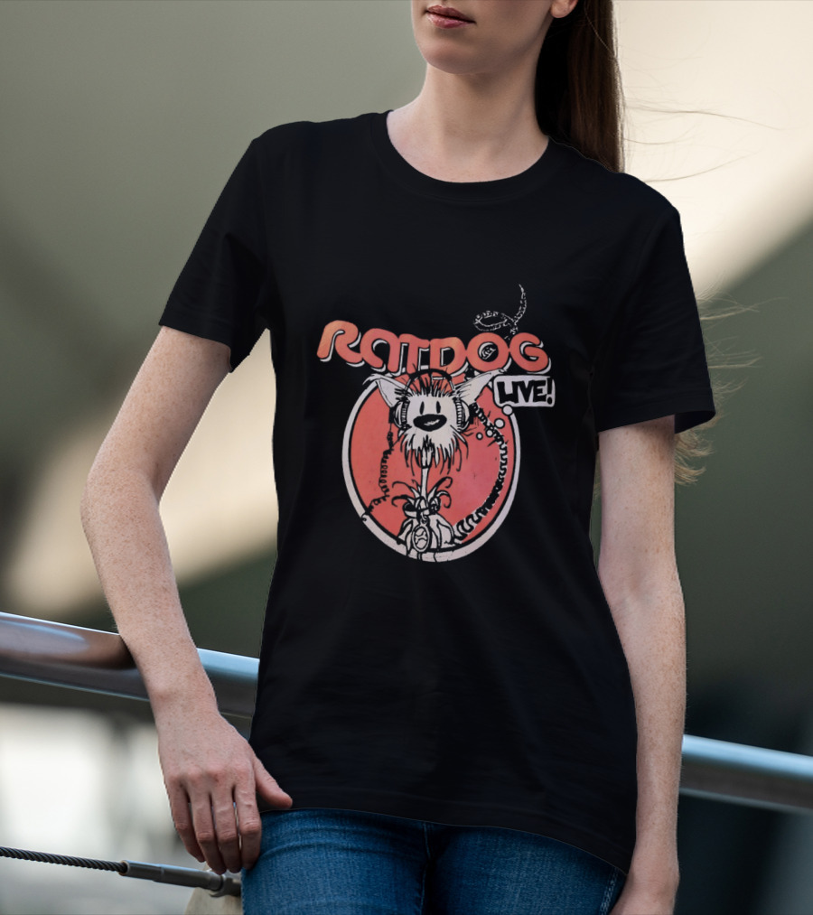 Ratdog Live Cartoon Character With Headphones And Tail T-Shirt