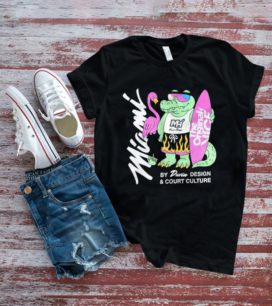 Miami Gator Flamingo Vibe The Original Vice By Dunin Court Culture T-Shirt