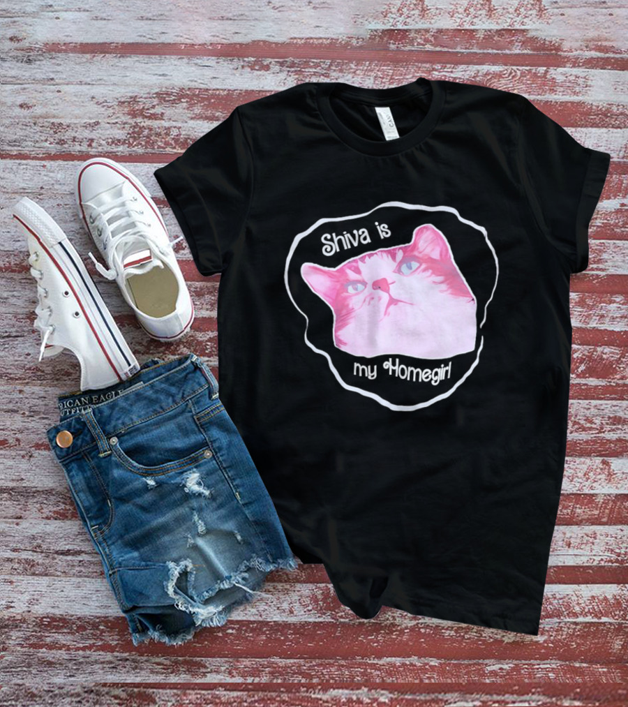 Shiva Is My Homegirl Pink Cat Face T-Shirt