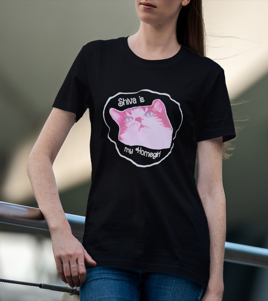 Shiva Is My Homegirl Pink Cat Face T-Shirt