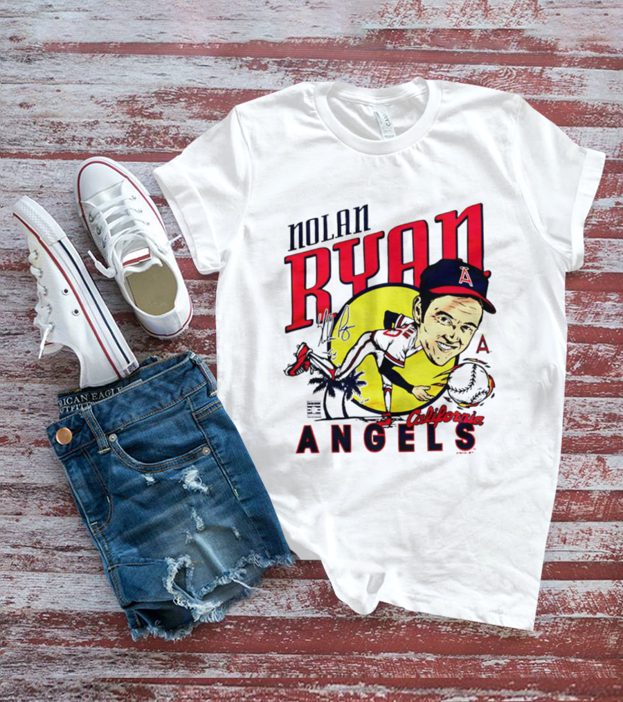 Nolan Ryan California Angels Caricature T-Shirt