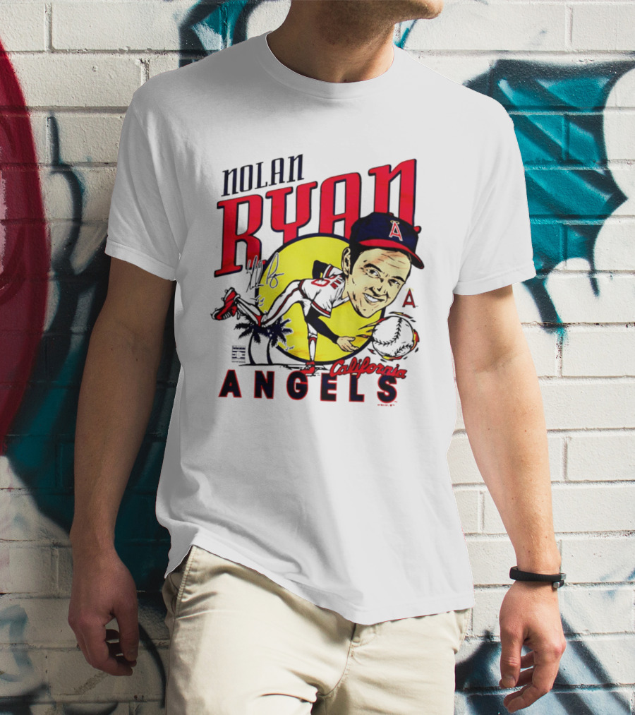 Nolan Ryan California Angels Caricature T-Shirt