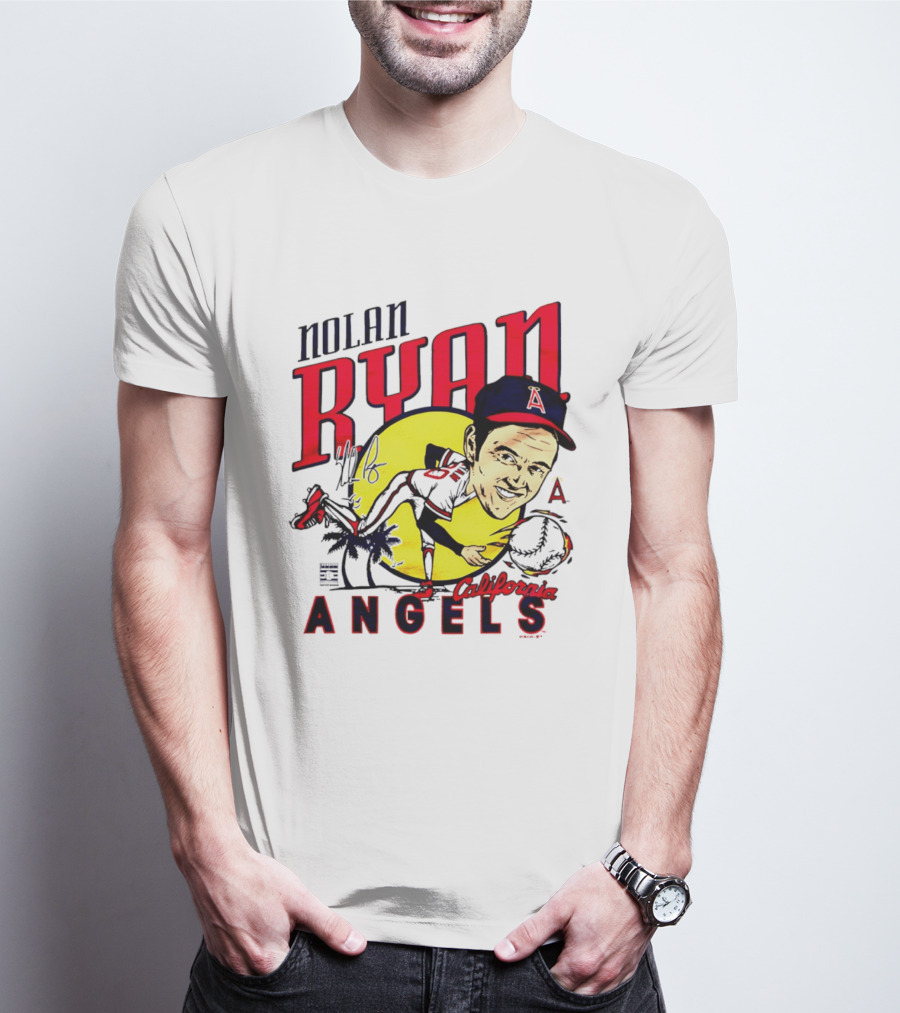 Nolan Ryan California Angels Caricature T-Shirt