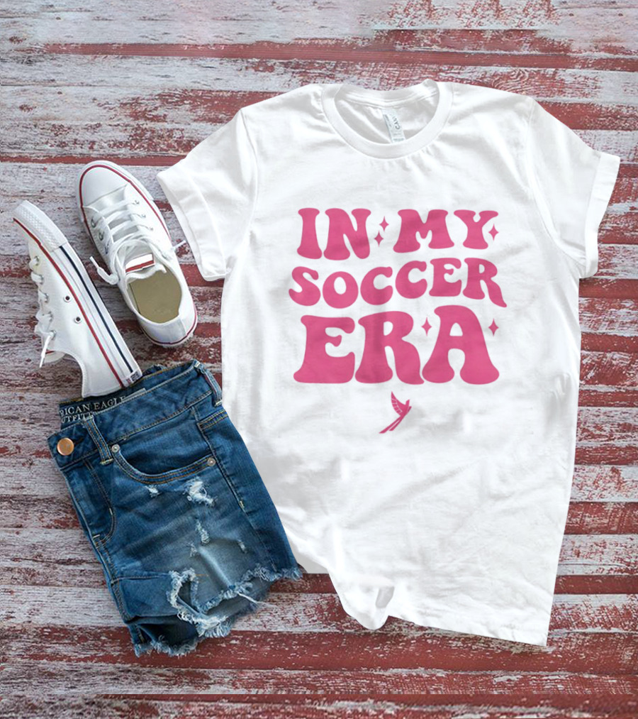 In My Soccer Era Vintage Pink Style With Stars And Winged Motif T-Shirt