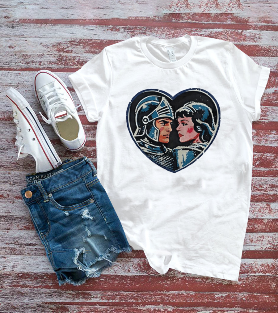 Couple Knight Medieval Dark Fantasy Heart Shape T-Shirt