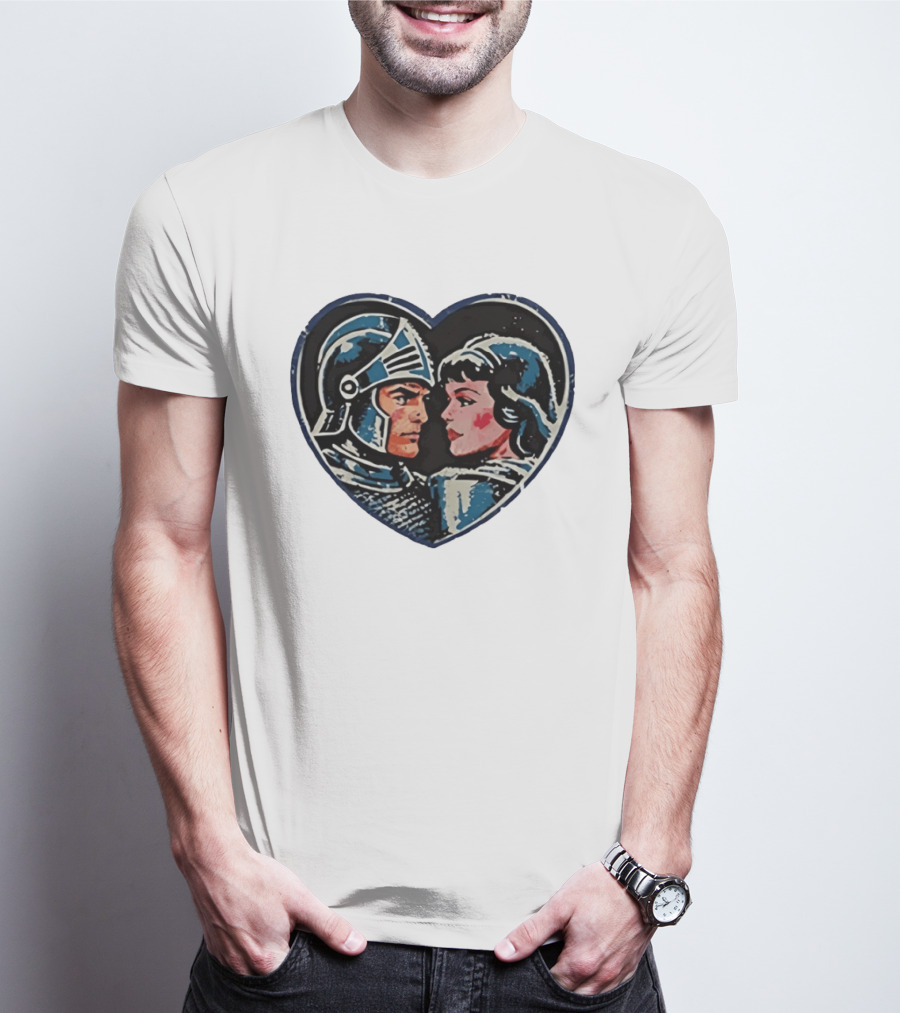 Couple Knight Medieval Dark Fantasy Heart Shape T-Shirt