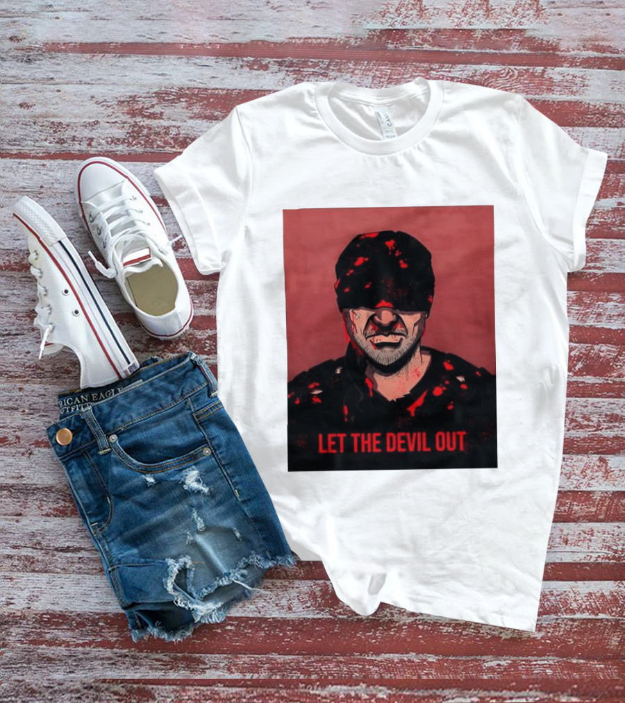 Daredevil Let The Devil Out Blindfolded Hero T-Shirt