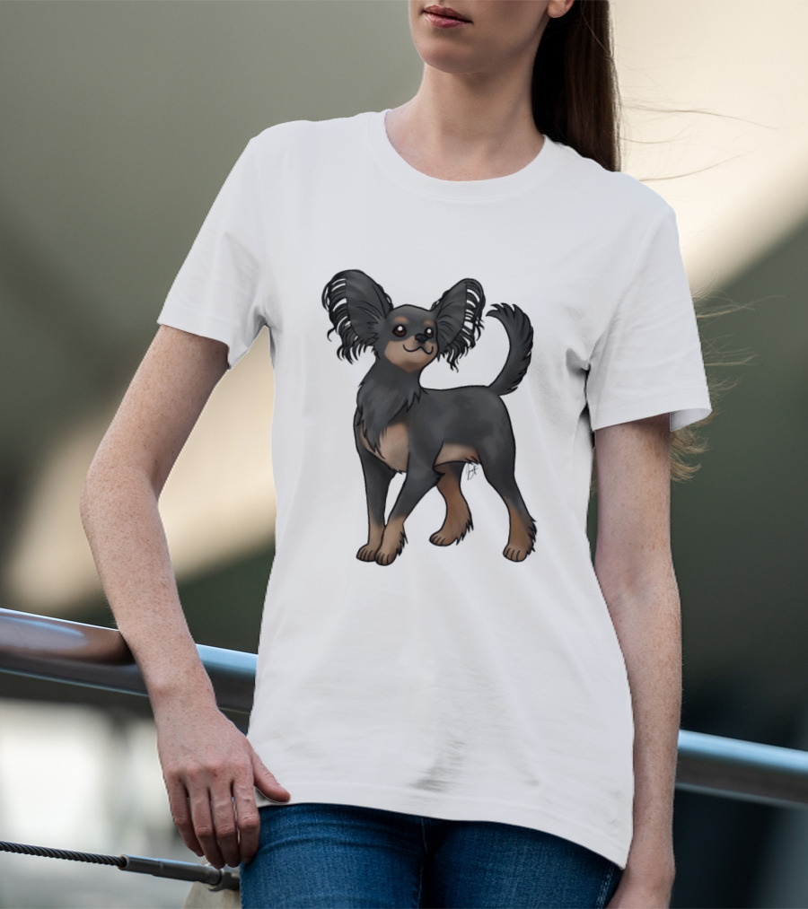 Russian Toy Dog Long Hair Black And Tan T-Shirt