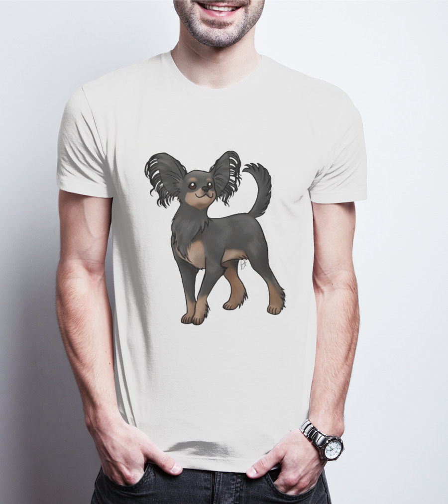 Russian Toy Dog Long Hair Black And Tan T-Shirt