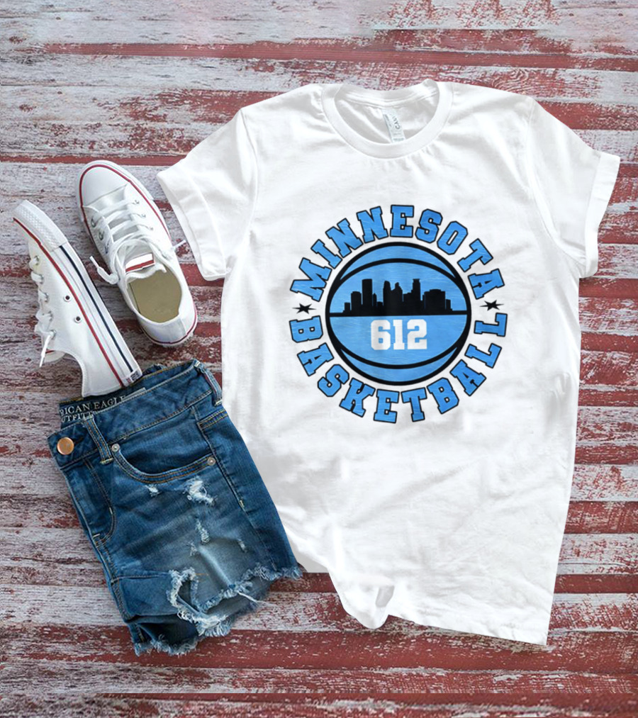 Minnesota Basketball 612 City Skyline T-Shirt