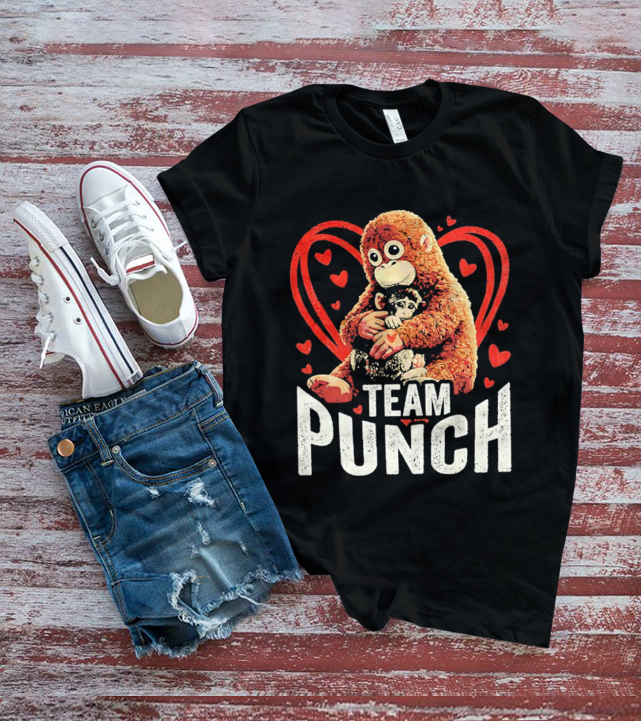 Team Punch Monkey Heart Loving Hug T-Shirt