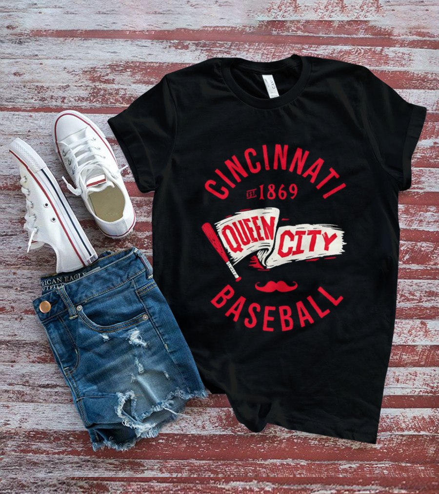 Cincinnati Queen City Baseball Est. 1869 Grunge Pennant T-Shirt