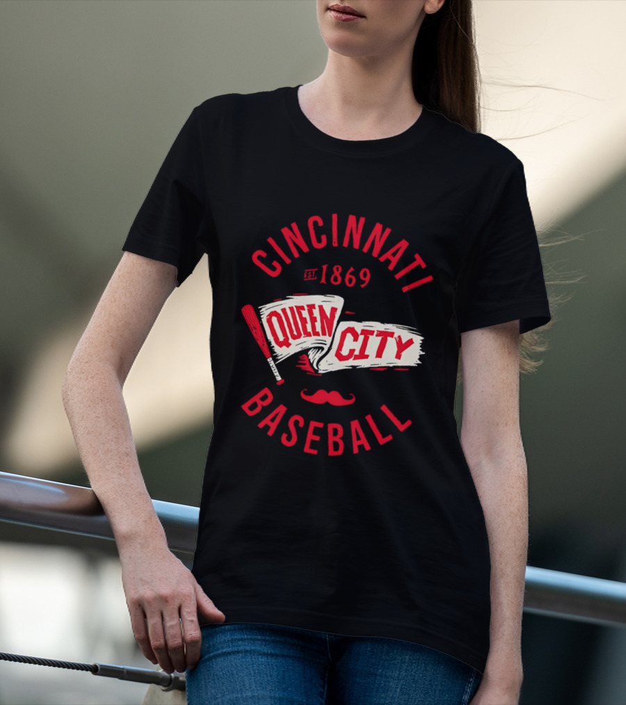 Cincinnati Queen City Baseball Est. 1869 Grunge Pennant T-Shirt