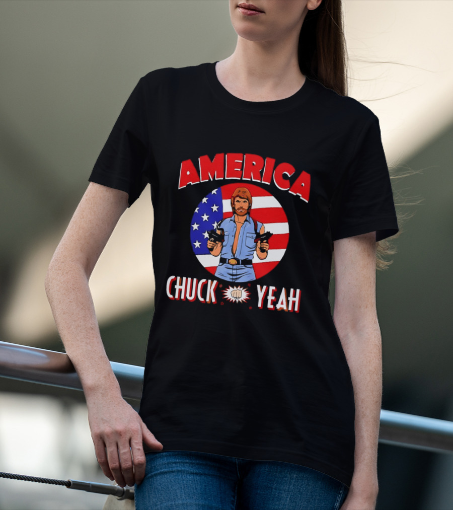 America Chuck Yeah Chuck Norris USA Flag T-Shirt