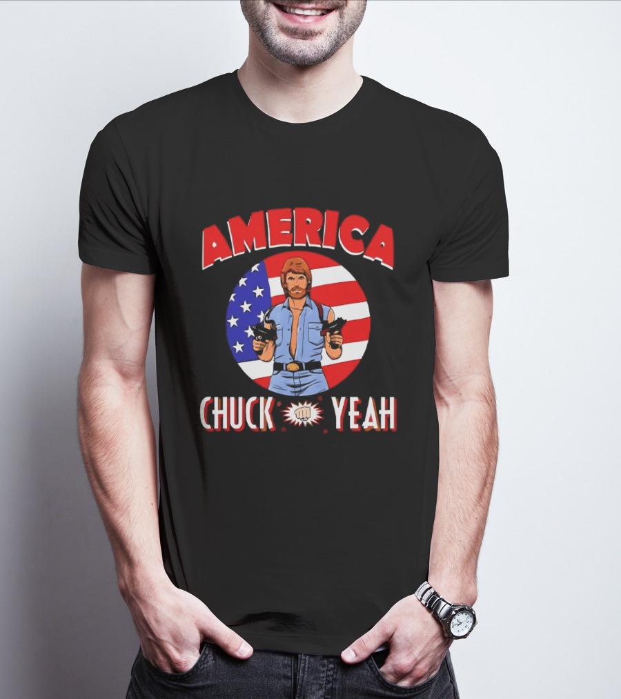 America Chuck Yeah Chuck Norris USA Flag T-Shirt